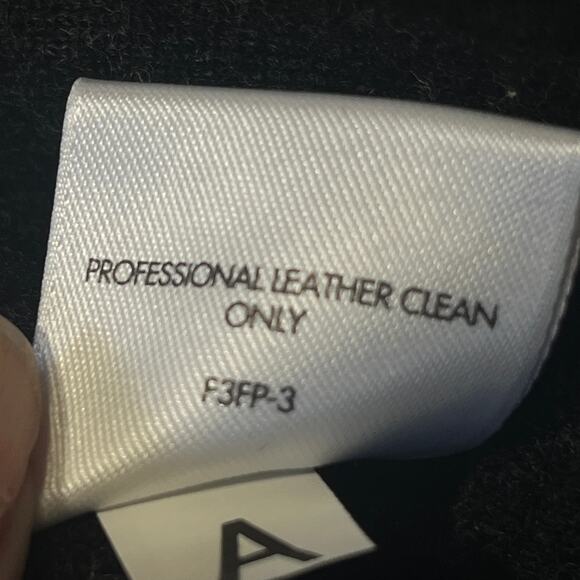 Eileen Fisher Coat Wool Lamb Leather Trim Black Button Front Office Pockets Xl - Picture 8 of 9